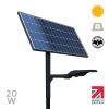Closeup of 20W LED Solar Powered Street Light System GemSun with Black Column